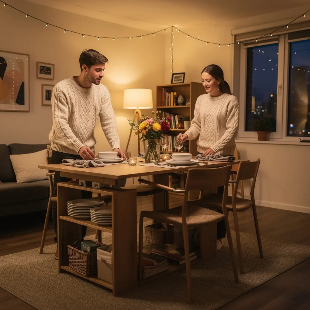 Sypialnia z funkcjonalnymi meblami, które maksymalizują przestrzeń i zapewniają wygodę.